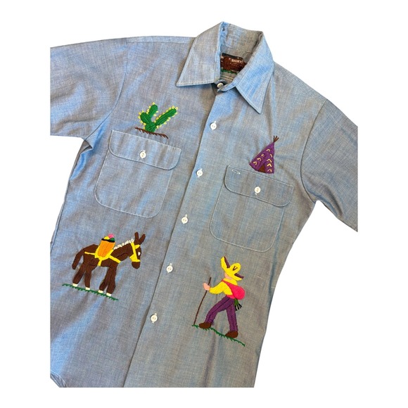 Work Shirt Other - Vintage Chambray 70's American Apparel RN 45055 Work Shirt Hand Embroidered SZ S